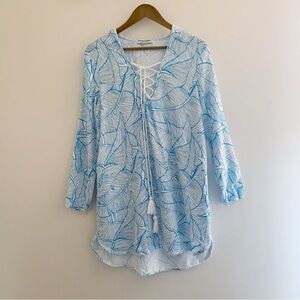 Charlie Holiday Hooded Botanical Print Swim Cover Up